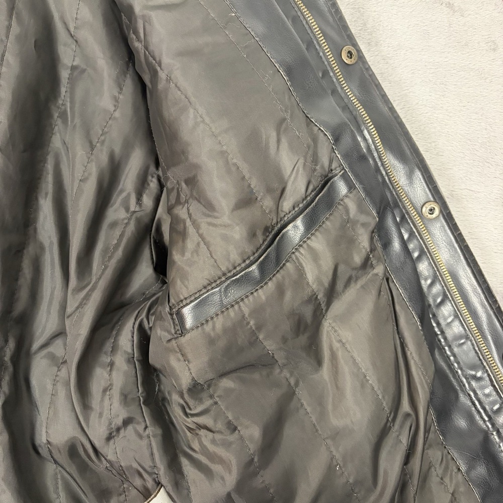 Levis Jacket Mens L Brown Faux Leather Trucker Coat Full Zip Snap Outdoor Work - Picture 7 of 12